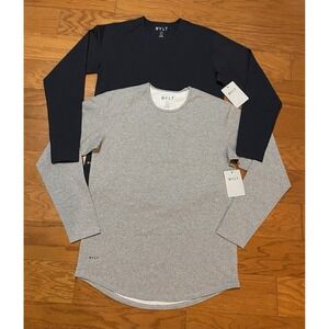 Bylt Drop Cut Long Sleeve Lux Shirts Men's Large (Navy & Gray) New! NWT